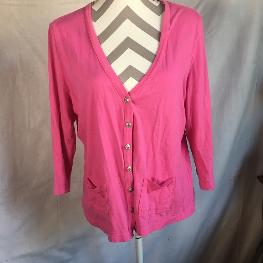 Three Hearts Pink V-Neck Cotton Cardigan